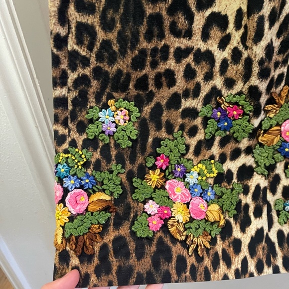 Moschino Vintage 1990s Leopard Print Embroidered Dress, size Small - Picture 7 of 11